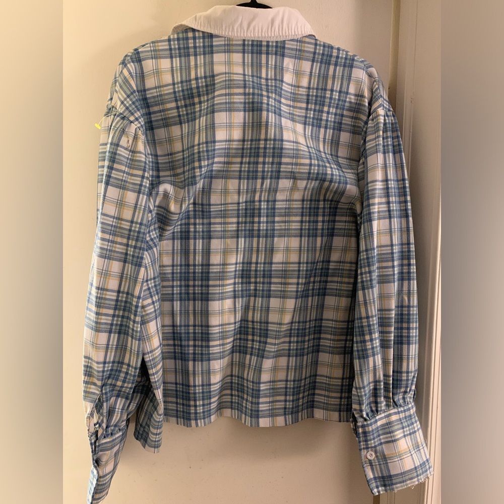 Vintage Blue and White Plaid Button Down Shirt - Picture 4 of 4